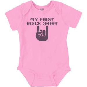 Brisco Brands My First Rock Outfit Baby Romper Boys or Girls(Pink)