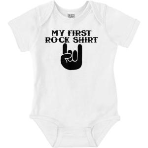 Brisco Brands My First Rock Outfit Baby Romper Boys or Girls(White)