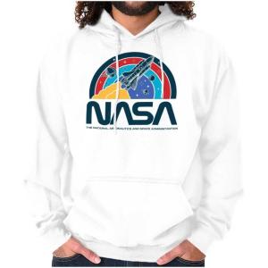 Brisco Brands NASA Vintage Retro Space Shuttle Hoodie Sweatshirt Women Men(White)