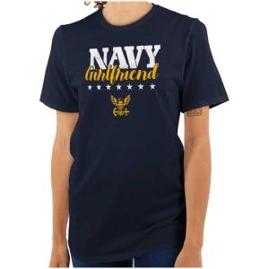 Brisco Brands Navy Girlfriend US Womens Graphic T Shirt Tees(Navy)
