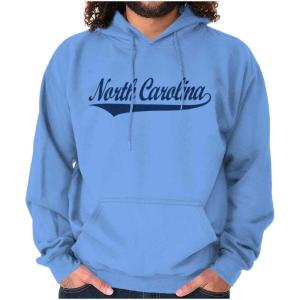 Brisco Brands North Carolina NC Athlete Script Font Hoodie Sweatshirt Women Men(Carolina Blue)