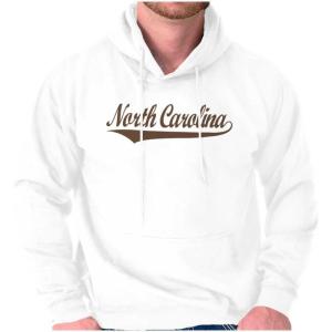 Brisco Brands North Carolina NC Athlete Script Font Hoodie Sweatshirt Women Men(White – Brown Ink)