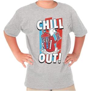 Brisco Brands Officially ICEE Logo Chill Out Crewneck T Shirts Boy Girl(Sport Grey)