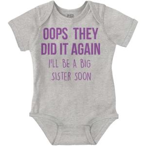 Brisco Brands Oops They Did It Again Im A Big Sis Baby Bodysuit Jumper Girls(Heather)