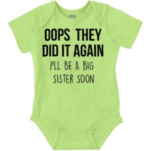 Brisco Brands Oops They Did It Again Im A Big Sis Baby Bodysuit Jumper Girls(Key Lime)