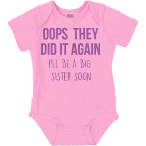 Brisco Brands Oops They Did It Again Im A Big Sis Baby Bodysuit Jumper Girls(Pink)