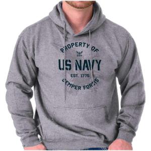 Brisco Brands Property US Navy 1775 Semper Fortis Hoodie Sweatshirt Women Men(Sport Grey)