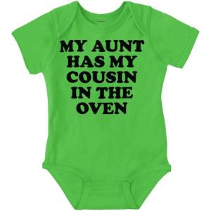 Brisco Brands Proud Nephews Nieces Excepting Auntie Baby Romper Boys or Girls(Apple)