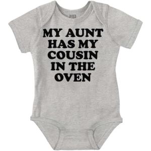 Brisco Brands Proud Nephews Nieces Excepting Auntie Baby Romper Boys or Girls(Heather)
