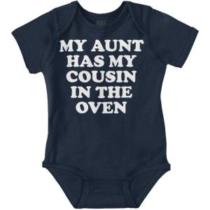 Brisco Brands Proud Nephews Nieces Excepting Auntie Baby Romper Boys or Girls(Navy)