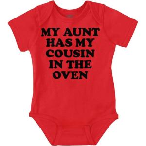 Brisco Brands Proud Nephews Nieces Excepting Auntie Baby Romper Boys or Girls(Red)