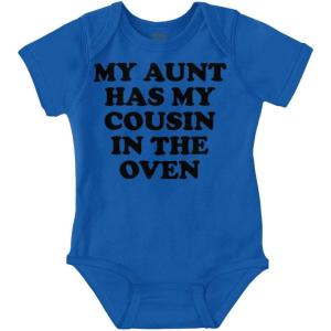 Brisco Brands Proud Nephews Nieces Excepting Auntie Baby Romper Boys or Girls(Royal)