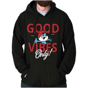 Brisco Brands Retro Papa Smurf Positivity Quote Hoodie Sweatshirt Women Men(Black)