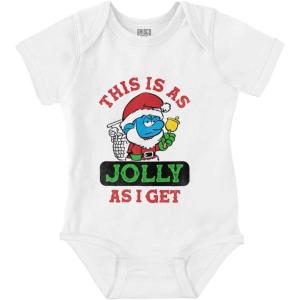 Brisco Brands Santa Grumpy Smurf Jolly Christmas Baby Romper Boys or Girls(White)