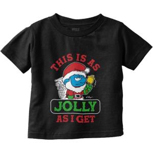 Brisco Brands Santa Grumpy Smurf Jolly Christmas Toddler Boy Girl T Shirt(Black)