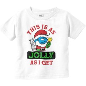 Brisco Brands Santa Grumpy Smurf Jolly Christmas Toddler Boy Girl T Shirt(White)