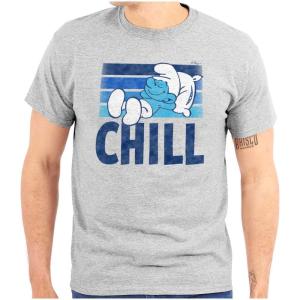 Brisco Brands Sleepy Smurf 80s Cartoon Chillin Out Womens Graphic T Shirt Tees(Sport Grey)