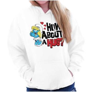 Brisco Brands Smurfs Cute Smurfette How About a Hug Hoodie Sweatshirt Women(White)