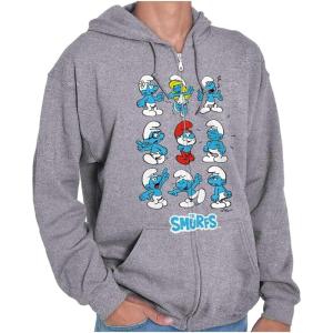 Brisco Brands Smurfs Squad Papa Smurfette Cartoon Zip Up Hoodie Mens Womens(Sport Grey)