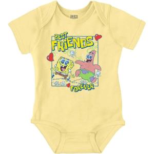 Brisco Brands SpongeBob Patrick Best Friend Forever Baby Romper Boys or Girls(Banana)