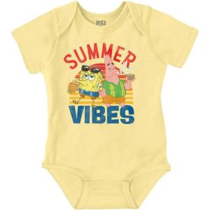 Brisco Brands SpongeBob and Patrick Summer Vibes Baby Romper Boys or Girls(Banana)