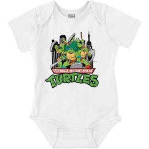 Brisco Brands TMNT Retro Cartoon Save New York Baby Romper Boys or Girls(White)