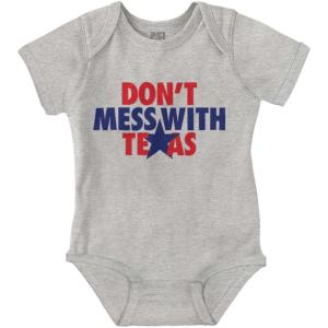 Brisco Brands Texas Lone Star State Motto Cool TX Baby Romper Boys or Girls(Heather)