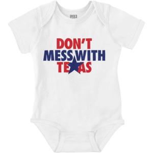 Brisco Brands Texas Lone Star State Motto Cool TX Baby Romper Boys or Girls(White)