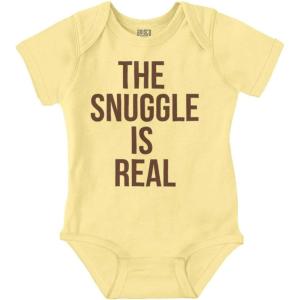 Brisco Brands The Snuggle Is Real Funny Pun Cute Baby Romper Boys or Girls(Banana)