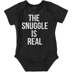 Brisco Brands The Snuggle Is Real Funny Pun Cute Baby Romper Boys or Girls(Black)