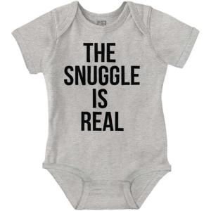 Brisco Brands The Snuggle Is Real Funny Pun Cute Baby Romper Boys or Girls(Heather)