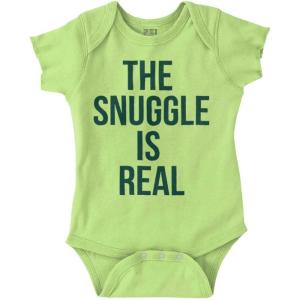 Brisco Brands The Snuggle Is Real Funny Pun Cute Baby Romper Boys or Girls(Key Lime)