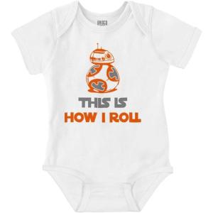Brisco Brands This is How I Roll Space Robot Galaxy Baby Romper Boys or Girls(White)