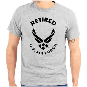 Brisco Brands US Air Force Retired USAF Veteran Graphic T Shirt Men or Women(Sport Grey)