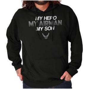 Brisco Brands US Airforce Hero Airman Son Hoodie Sweatshirt Women Men(Black)