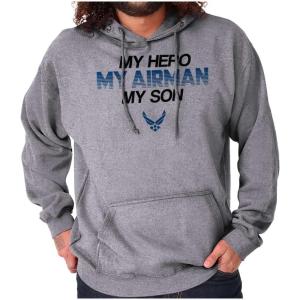 Brisco Brands US Airforce Hero Airman Son Hoodie Sweatshirt Women Men(Sport Grey)