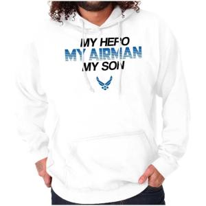 Brisco Brands US Airforce Hero Airman Son Hoodie Sweatshirt Women Men(White)