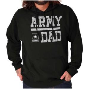 Brisco Brands US Army Dad Military Father Star Logo Hoodie Hooded Sweatshirt Men(Black)