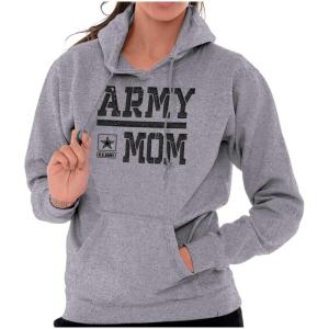 Brisco Brands US Army Mom Military Soldier Pride Hoodie Sweatshirt Women(Sport Grey)
