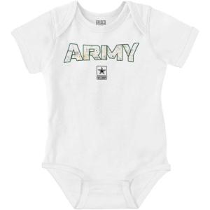 Brisco Brands US Army PT Style Casual Military Baby Romper Boys or Girls(White)