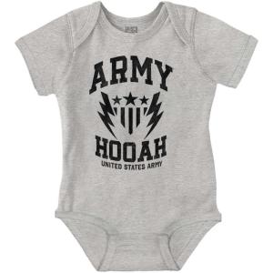 Brisco Brands US Army Soldier Veteran Pride Baby Romper Boys or Girls(Heather)