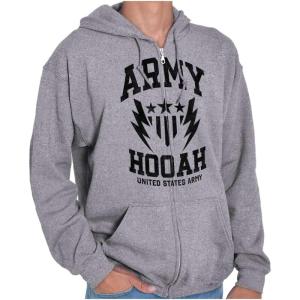 Brisco Brands US Army Soldier Veteran Pride Zip Up Hoodie Mens Womens(Sport Grey)