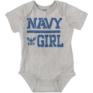 Brisco Brands US Navy Girl Military Anchor Logo Baby Bodysuit Jumper Girls(Heather)