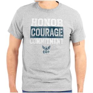 Brisco Brands US Navy Honor Courage Commitment Graphic T Shirt Men or Women(Sport Grey)