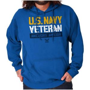 Brisco Brands US Navy Veteran Anchors Aweigh Hoodie Sweatshirt Women Men(Royal)