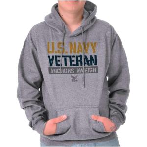 Brisco Brands US Navy Veteran Anchors Aweigh Hoodie Sweatshirt Women Men(Sport Grey)