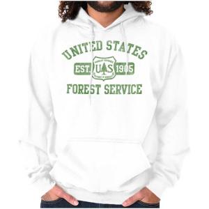 Brisco Brands United States Forest Service Camping Hoodie Sweatshirt Women Men(White)