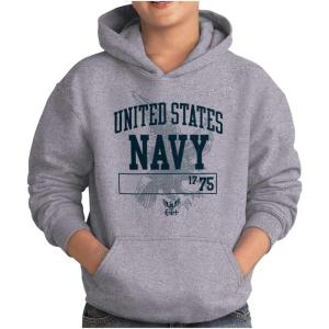 Brisco Brands United States Navy Eagle Anchor 1775 Youth Hoodie Boy Girl(Sport Grey)