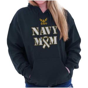 Brisco Brands United States Navy Proud Mom Mother Hoodie Sweatshirt Women(Navy)