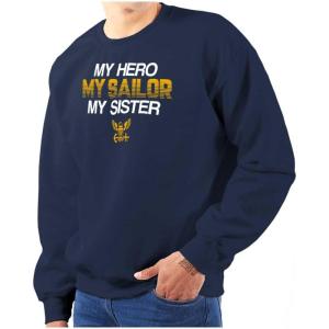 Brisco Brands United States Navy Sailor Sister Sweatshirt for Men or Women(Navy)
